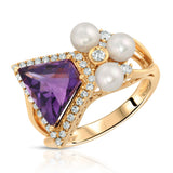 GEM/DIA RINGS & JEWE
Brand: BIJOU JEWELERS, INC.
14 Karat Yellow Gold Amethyst=3.2 Carat 34 Diamonds=.40 Carat GH VS-SI 3 Pearl Ring