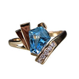 GEM/DIA RINGS & JEWE
Brand: BIJOU JEWELERS, INC.
14 Karat Yellow Gold 9X7 Blue Topaz 5 Diamonds=.08 Carat GH VS-SI Ring