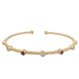 10 Karat Yellow 4 Rubies 3 Diamonds=.23 Carat GH SI Cuff Bracelet
