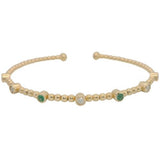 10 Karat Yellow 4 Emeralds 3 Diamonds=.23 Carat GH SI Cuff Bracelet