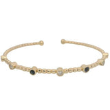 10 Karat Yellow 4 Sapphires 3 Diamonds=.23 Carat GH SI Cuff Bracelet