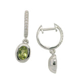 14 Karat White Gold Peridot Dangle 20 Diamonds= .14 Carat  GH VS-SI Hoop Earrings