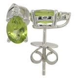 14 Karat White Gold 7X5 Peridot 2 Diamonds=.08 Carat GH VS-SI Earrings