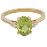 14 Karat Yellow Gold 8X6 Peridot 2 Diamonds=.08 Carat GH VS-SI Ring
