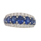 18 Karat White 9-Sapphire=2.95 Carat 32 Diamond= .77 Carat GH VS-SI Ring