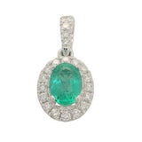 Platinum Emerald=.74 Carat 19 Diamonds=.32 Carat GH VS-SI Pendant - No Chain