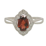 14 Karat White Gold Garnet 16 Diamonds=.10 Carat GH SI Ring