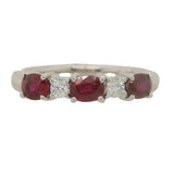 Platinum 3 Rubies=.81 Carat 2D=.09 Carat GH VS-SI  Size 5.25 Band