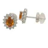 10 Karat White Gold Citrine 28 Diamonds=.22 Carat GH SI Post Earrings