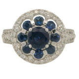 14 Karat White Gold 9 Sapphires=1.20 Carat 72 Diamonds=.50 Carat GH SI1 Ring