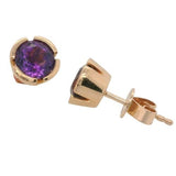 14 Karat Rose Gold Amethyst=1.50 Carat Post Earrings