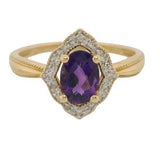 14 Karat Yellow Gold Amethyst 16 Diamonds=.40 Carat GH SI1 Ring