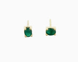 14 Karat Yellow Gold 3X4mm Oval Emerald Stud Earrings