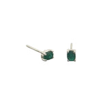 14 Karat White Gold 3X4mm Oval Emerald Stud Earrings