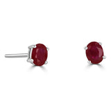 14 Karat White Gold 3X4mm Ruby Stud Earrings