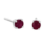 14 Karat White Gold 5MM Round Ruby Stud Earrings