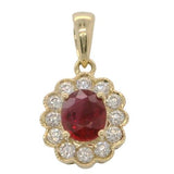 14 Karat White Gold 4X5mm Ruby12 Diamond=0.17 Carat Halo Pendant No Chain Included