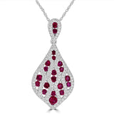 18 Karat White Gold 20 Ruby 123 Diamond=0.27 Carat Pendant - No Chain Included