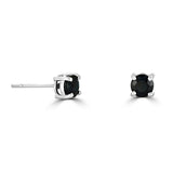 14 Karat White Gold 5MM Round Sapphire Stud Earrings
