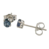 14 Karat White Gold 3X4mm Oval Sapphire Stud Earrings