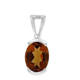 14 Karat White Gold 6X8mm Oval Citrine 1/2 Bezel Pendant No Chain Included