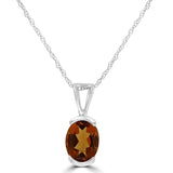 14 Karat White Gold 6X8mm Oval Citrine 1/2 Bezel Pendant No Chain Included