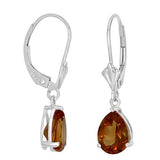 14 Karat White 6X8mm Pear Citrine Lever Back Earrings