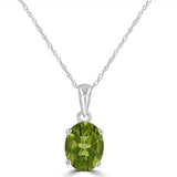 14 Karat White 7X9mm Oval Peridot Pendant No Chain Included