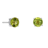 14 Karat White Gold 5mm Round Peridot Stud Earrings