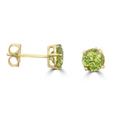 14 Karat Yellow Gold 6mm Round Peridot Stud Earrings