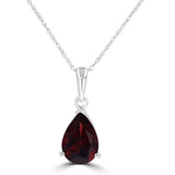 14 Karat White 7X10mm Pear Garnet Pendant No Chain Included