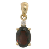 14 Karat Yellow Gold 5X7mm Oval GarnetD=0.023 Carat Pendant No Chain Inlcuded