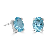14 Karat White Gold 5X7mm Oval Aquamarine Stud Earrings