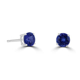 14 Karat White Gold 5mm Round Tanzanite Stud Earrings