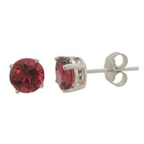 14 Karat White Gold  6mm Round Pink Tourmaline Stud Earrings