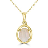 14 Karat Yellow Gold 6X8mm Oval Opal Pendand No Chain Included