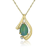 14 Karat Yellow Gold 6X9mm Pear OpalDiamond=0.02 Carat Pendant No Chain Included