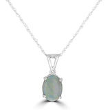 14 Karat White Gold 6X8mm Oval Opal Pendant No Chain Included