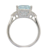 14 Karat White Gold 11x9mm Aquamarine
6 Diamonds=0.24 Carat Size 7 Ring