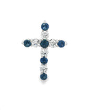 GEM/DIA RINGS & JEWE

10 Karat White Gold  Cross Pendant 5 Lab Grown Diamonds=.49 Carat 6 Sapphires=.63 Carat-Pendant only no chain