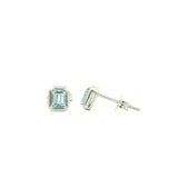 14 Karat White Gold 2-3x4mm Blue Topaz Stud Earrings