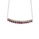 14 Karat White Gold 13 Round Rubies 21 Round Diamonds = .16 Carat Adjustable Necklace 16-18