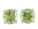 14 Karat White Gold 2-5mm Round Peridot Stud Earrings