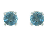 14 Karat White Gold 2-5mm London Blue Topaz Stud Earrings