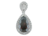 14 Karat White Gold 8x12mm Pear Shaped Garnet 42 Round Diamonds=.31 Carat Pendant Chain Not Included