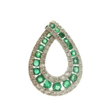 14 Karat White Gold 19 Round Emeralds 61 Round Diamonds=.38 Carat Pear Shaped Pendant Chain Not Included
