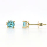 14 Karat Yellow Gold 2-5mm Blue Topaz Stud Earrings
