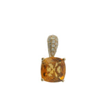 14 Karat Yellow 7x7mm Cushion Checkerboard Cut 16 Round Diamonds=.07 Carat Pendant Chain Not Included