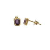 14 Karat Yellow Gold 2-3x4mm Amethyst Stud Earrings