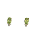 14 Karat Yellow Gold 2-4x6mm Oval Peridot 6 Round Diamonds=.07 Carat Earrings